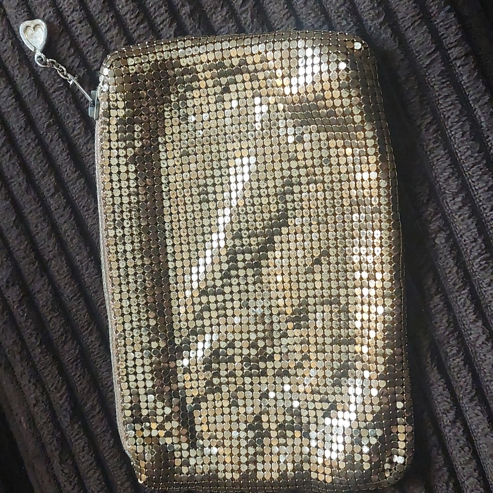 Whiting & Davis mini gold metal mesh clutch/wallet